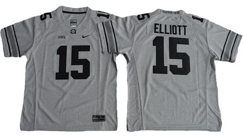 Buckeyes #15 Ezekiel Elliott Gridion Grey II Stitched Youth NCAA Jersey